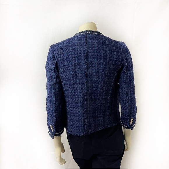 Zara Navy Tweed Blazer with Gold Buttons Size S - Picture 5 of 8